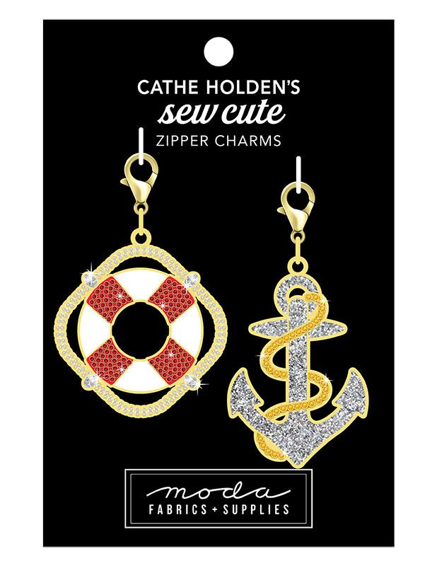 Life Ring Anchor Zipper Pull 2ct 