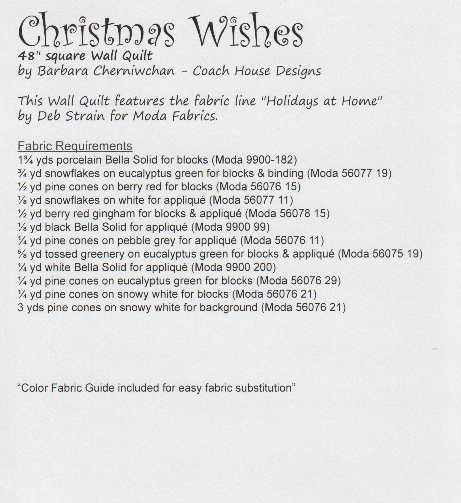 Christmas Wishes - Quilt Pattern