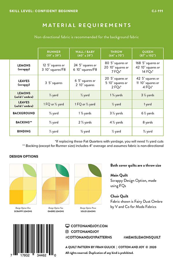 Memi's Lemons - Quilt Pattern