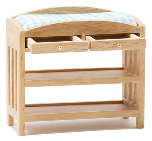 Changing Table Oak with Blue Mattress - Miniature