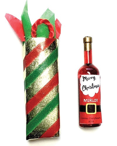 Christmas Wine Gift - Dollhouse Miniature