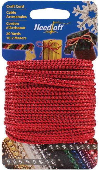 Needloft Craft Cord 20 Yard - Metallic Red