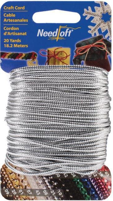 Needloft Craft Cord 20 Yard - Solid Silver