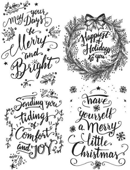 Tim Holtz Cling Mount Stamps - Christmas Doodle Greetings 1