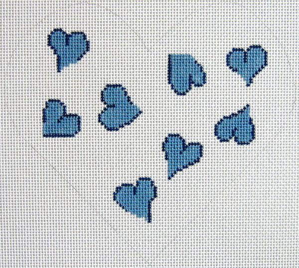 Blue Heart Pillow - Needlepoint Canvas