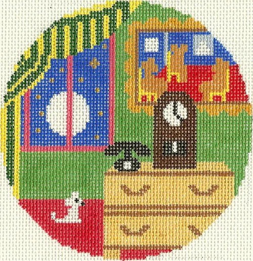 Bears in Chairs Ornament - Needlepoint Canvas