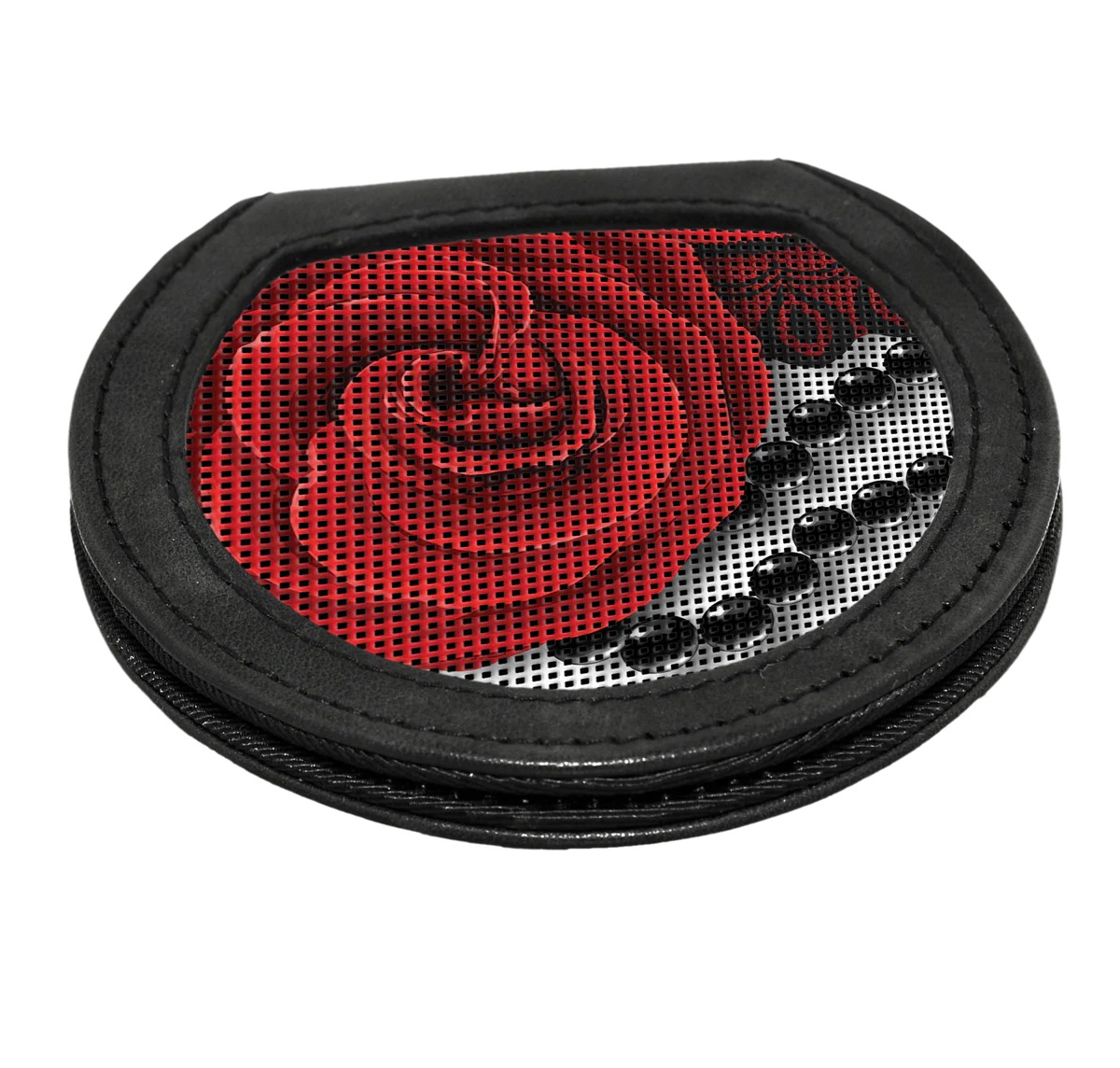 Leather Hand Mirror Smooth Black - Needlework Display