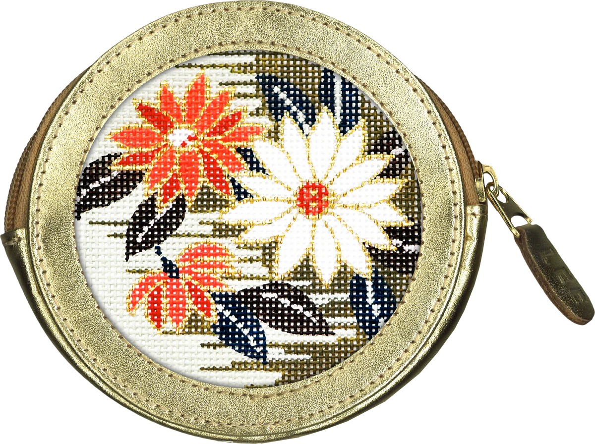 Leather Change Purse - Gold - Needlework Display