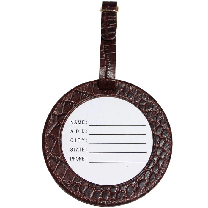 Leather ID Tag - Alligator Brown - Needlework Display