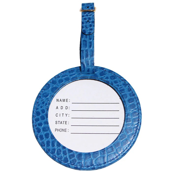 Leather ID Tag - Alligator Blue - Needlework Display