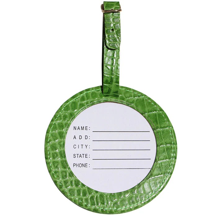 Leather ID Tag - Alligator Green - Needlework Display
