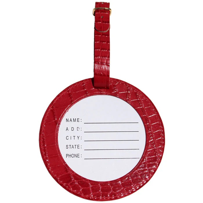 Leather ID Tag - Alligator Red - Needlework Display