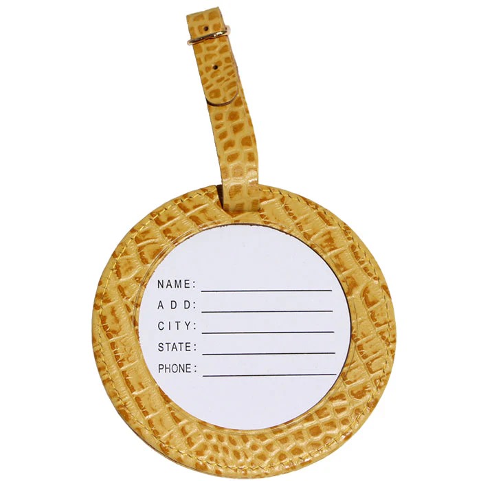 Leather ID Tag - Alligator Yellow - Needlework Display