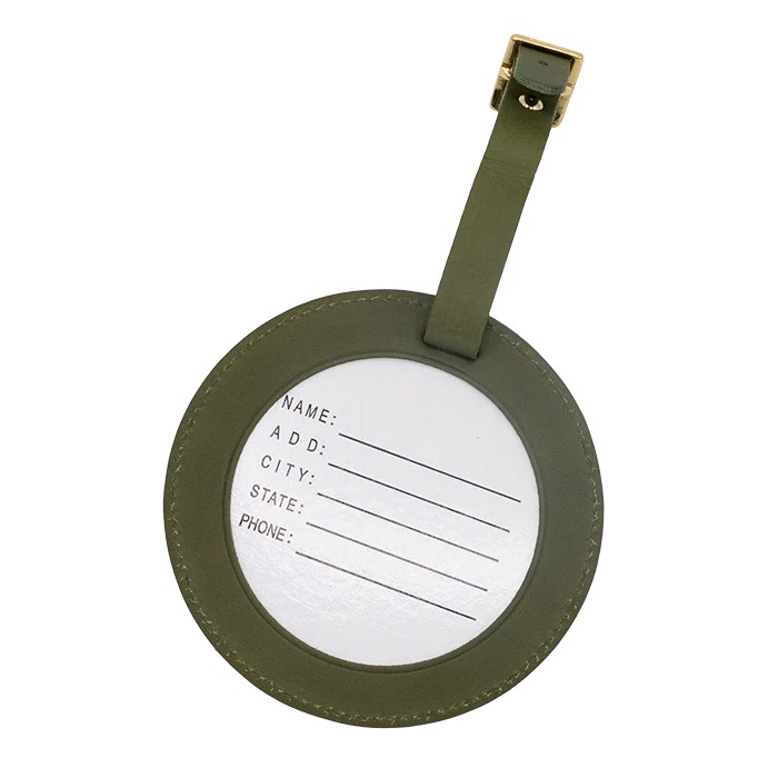 Leather ID Tag - Hunter Green - Needlework Display
