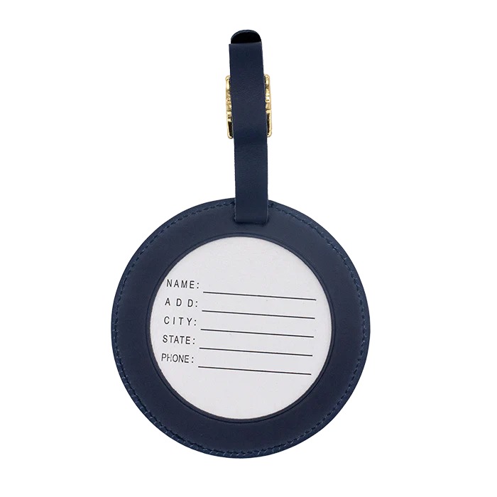 Leather ID Tag - Smooth Navy - Needlework Display