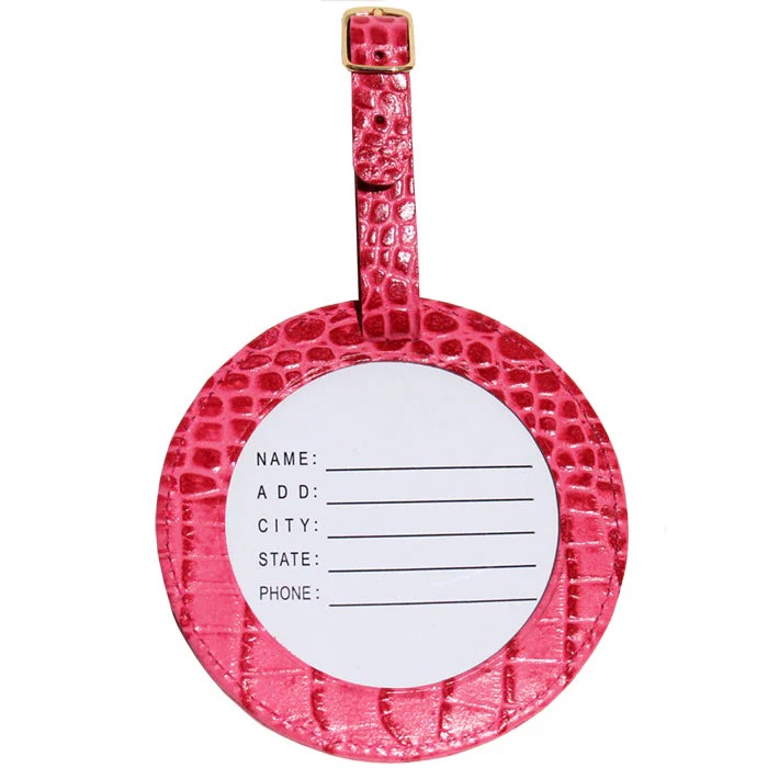 Leather ID Tag - Alligator Pink - Needlework Display