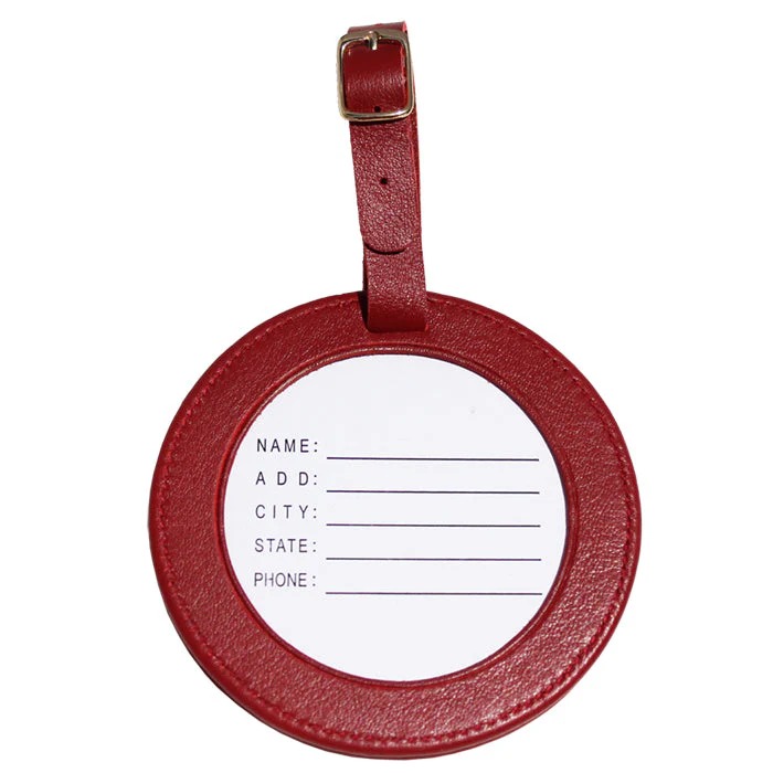 Leather ID Tag - Smooth Red - Needlework Display