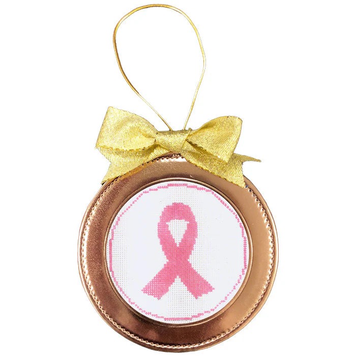 Leather Christmas Ornament - Rose Gold - Needlework Display