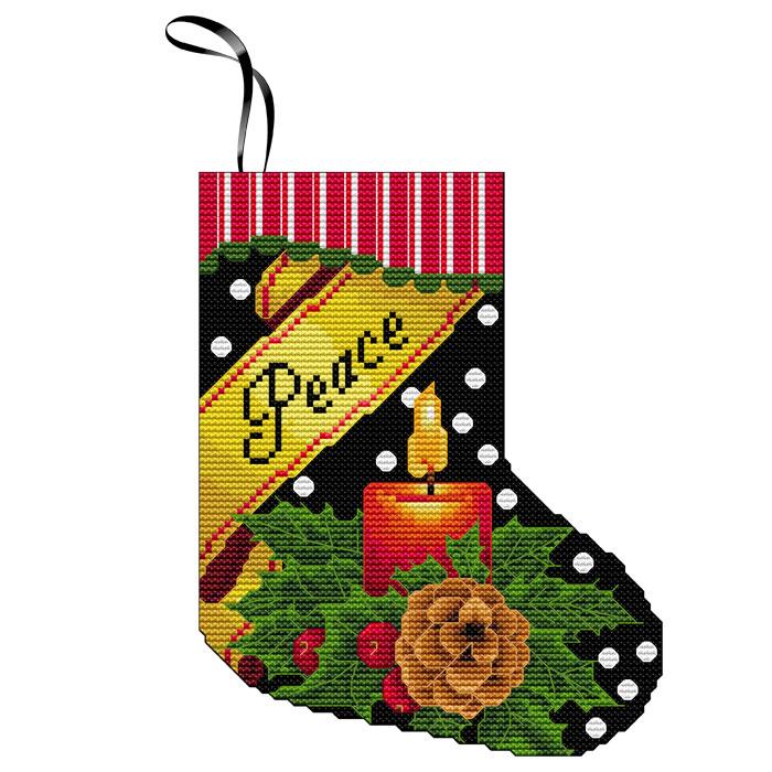 Peace Mini Stocking Ornament - Christmas Cross Stitch Kit