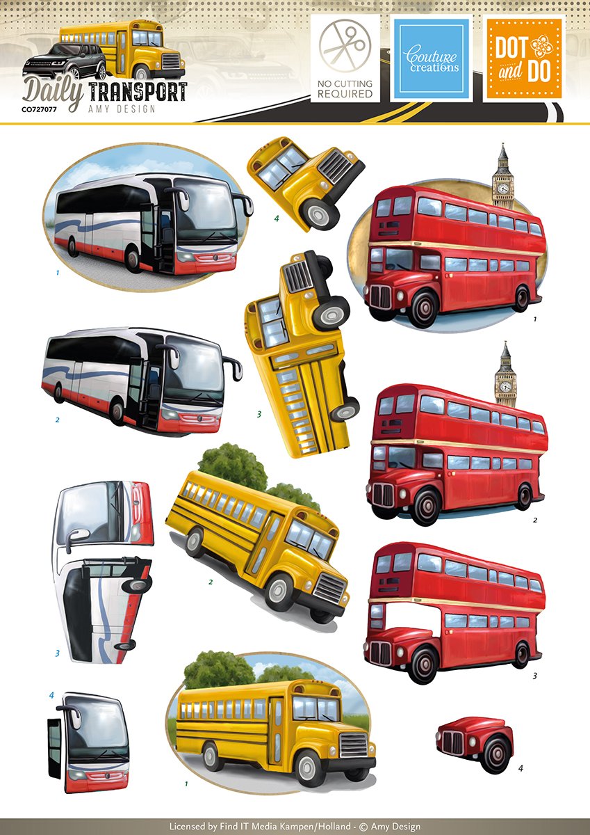 Buses - 3D Diecut Decoupage Set