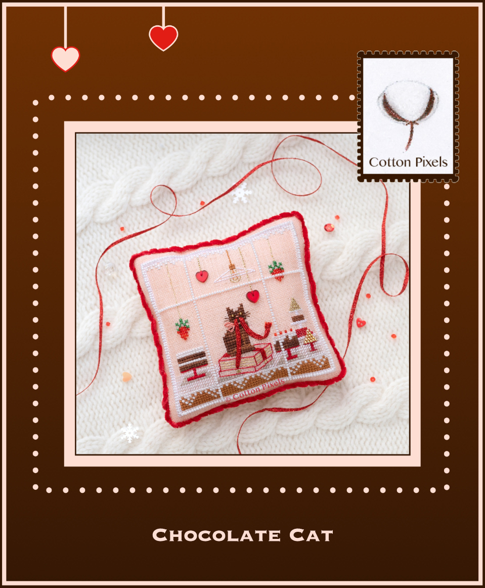 Chocolate Cat - Valentines Cross Stitch Pattern