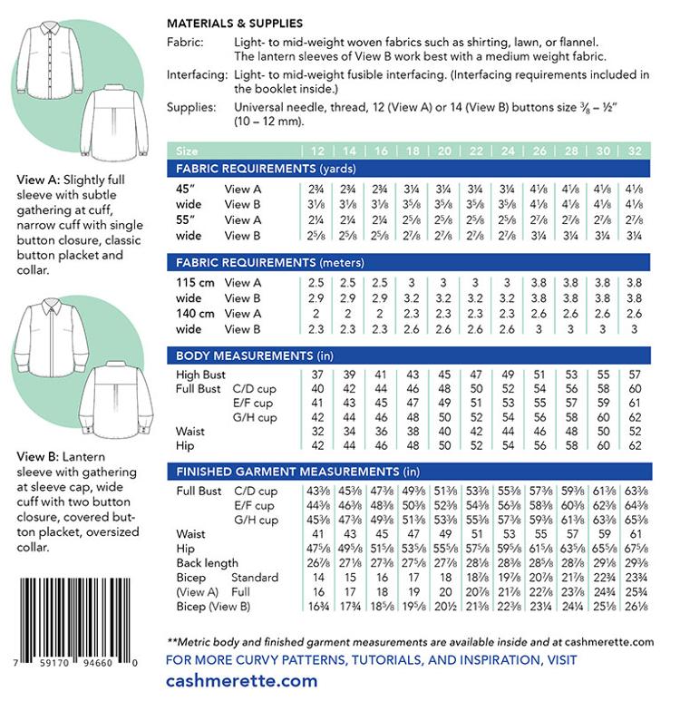Vernon Shirt Sizes 12 - 32 - Quilt Pattern