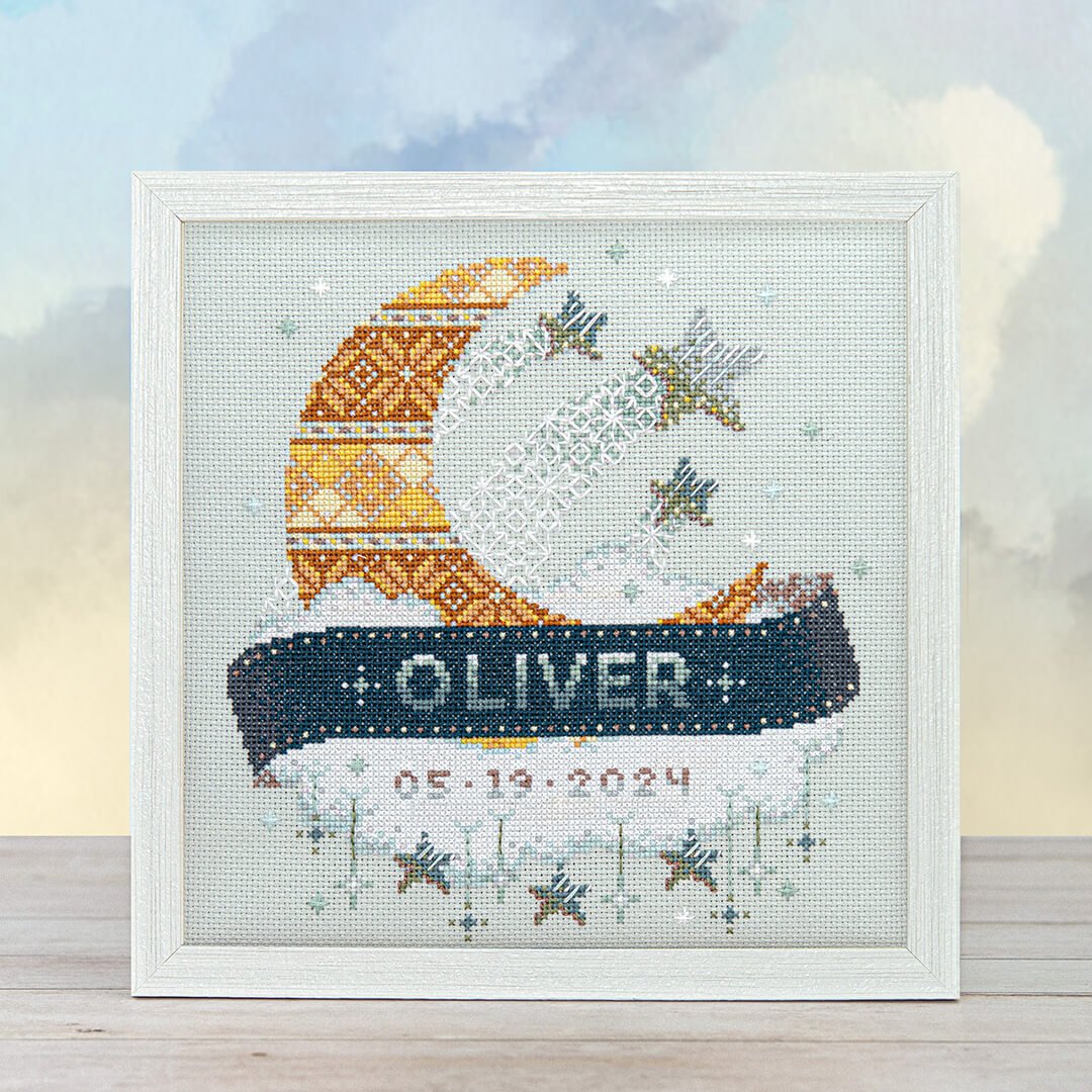 Modern Baby Moon Stars - Cross Stitch Pattern