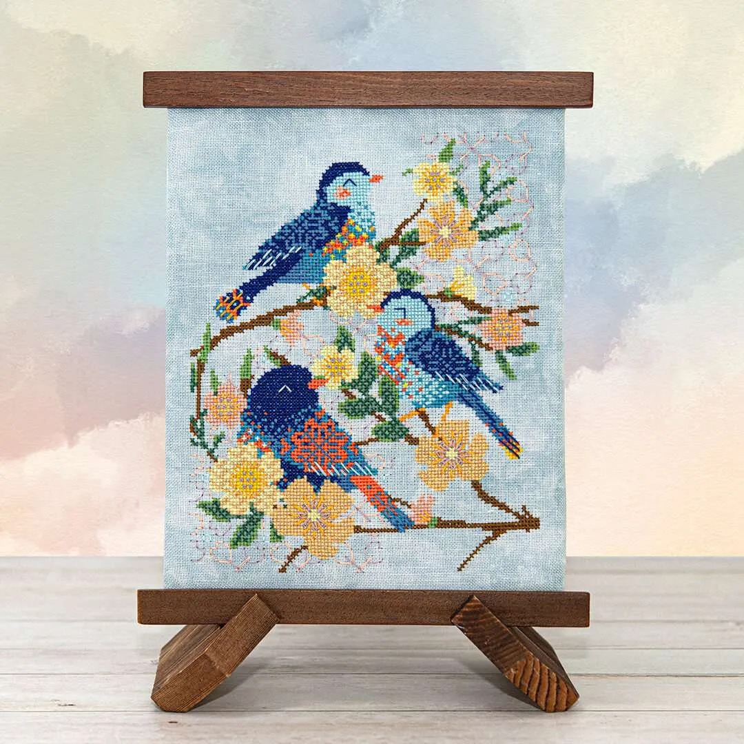 Birds & Blooms - Cross Stitch Pattern, zoomed in. Select this picture to zoom back out.