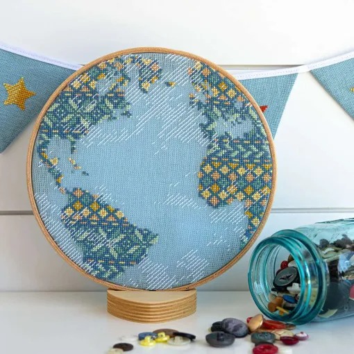Blue Earth - Cross Stitch Pattern, different perspective #2, zoomed in. Select this picture to zoom back out.