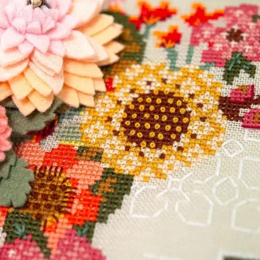 Modern Botanical Wedding Sampler - Cross Stitch Pattern, different perspective #1, zoomed in. Select this picture to zoom back out.