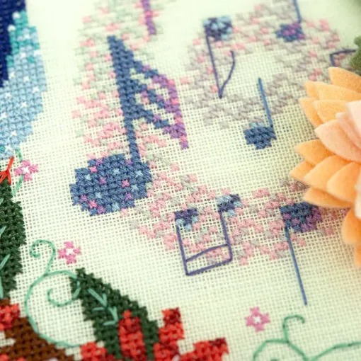 Songbird Serenade - Cross Stitch Pattern, different perspective #2, zoomed in. Select this picture to zoom back out.