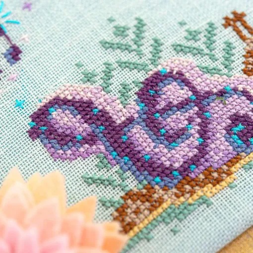 Snail Song - Cross Stitch Pattern, different perspective #1, zoomed in. Select this picture to zoom back out.