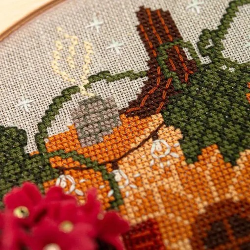 Cozy Little Cottage - Cross Stitch Pattern, different perspective #2, zoomed in. Select this picture to zoom back out.