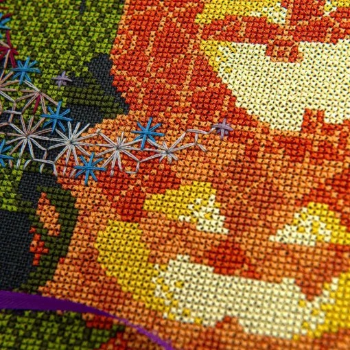 Spook-tacular Party - Halloween Cross Stitch Pattern, different perspective #2, zoomed in. Select this picture to zoom back out.