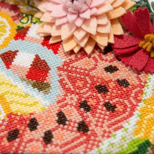 Sweet Summertime - Cross Stitch Pattern, different perspective #2, zoomed in. Select this picture to zoom back out.
