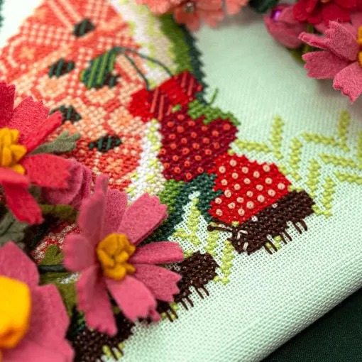 Watermelon Crawl - Cross Stitch Pattern, different perspective #1, zoomed in. Select this picture to zoom back out.