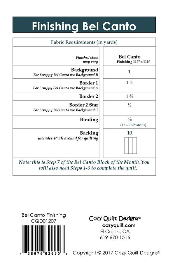 Bel Canto/Finishing Step 7 - Quilt Pattern