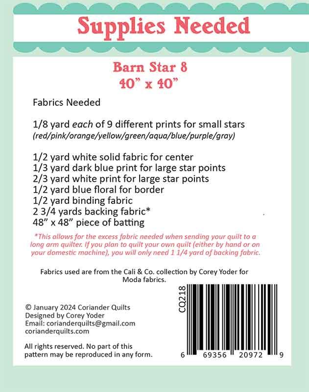 Barn Star 8 - Quilt Pattern