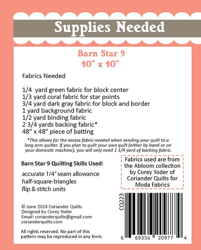 Barn Star 9 - Quilt Pattern