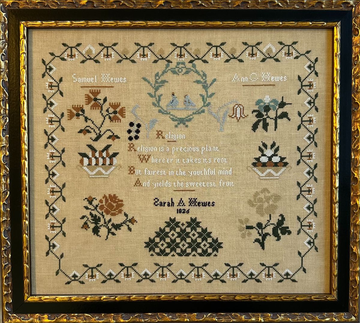 Sarah A. Hewes 1826  - Cross Stitch Pattern