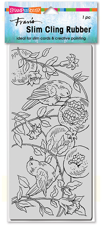 Slim Pomegranate Birds - Cling Stamp