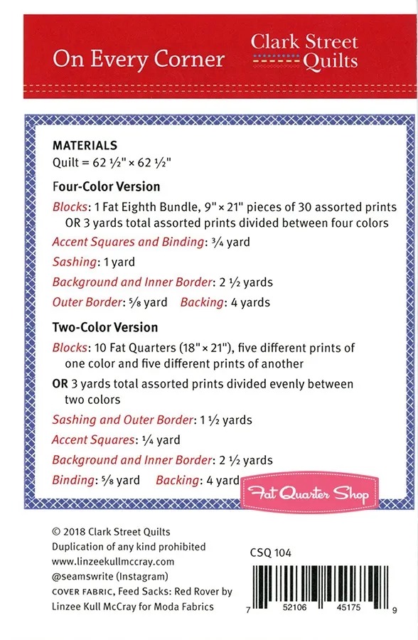 On Every Corner - Quilt Pattern