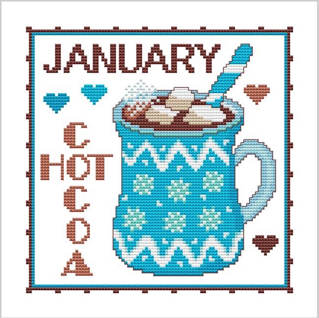 A Year Of MUGS - January - Cross Stitch Pattern