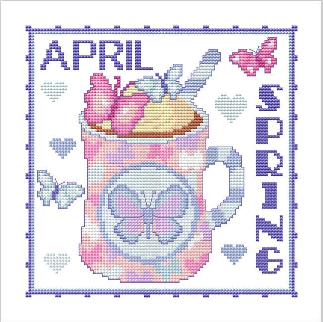 A Year Of MUGS - April - Cross Stitch Pattern