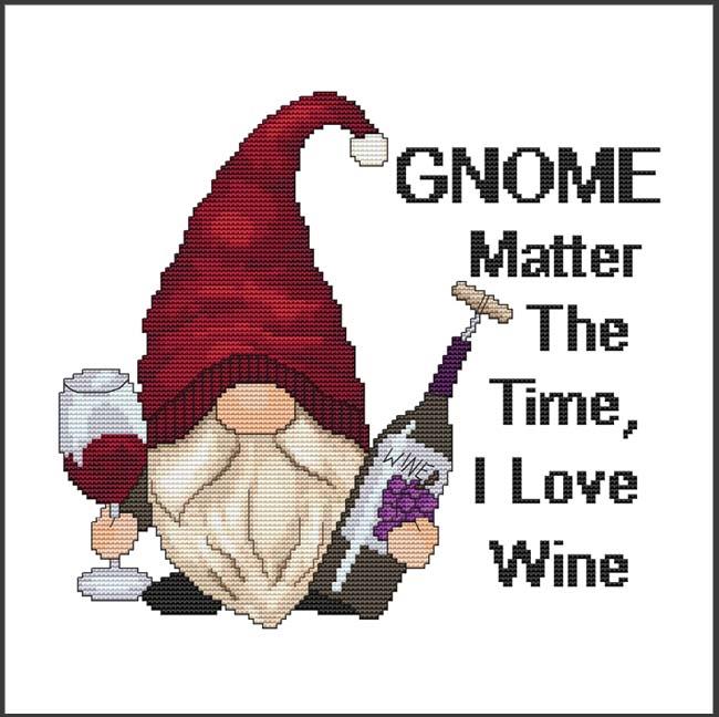 Wine Gnome - Cross Stitch Pattern