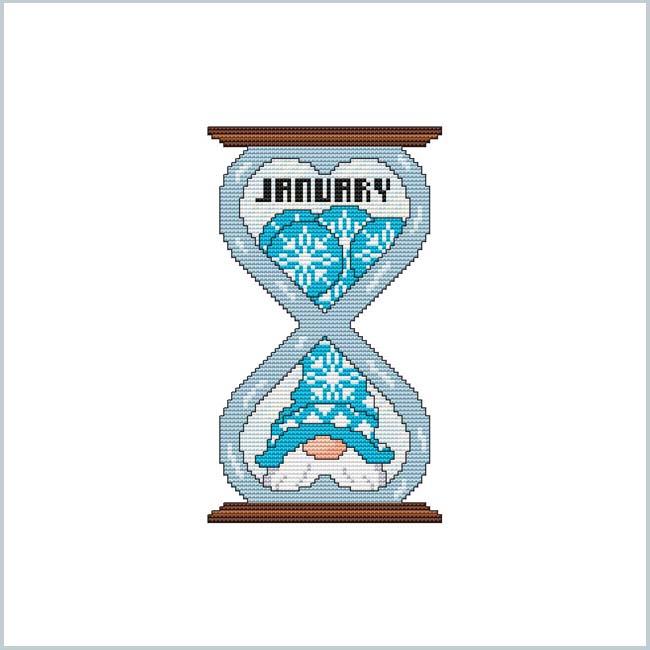 The Gnomes Of Time - January - Cross Stitch Pattern