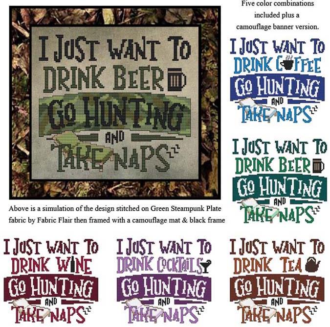 I Just Want To Drink, Hunt, and Nap - Cross Stitch Pattern