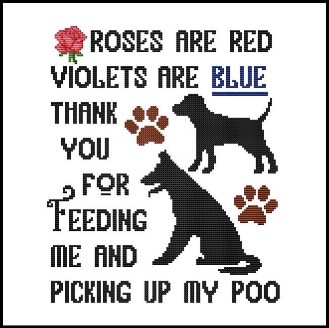 Roses Are Red Violets Are Blue...Poo - Cross Stitch Pattern