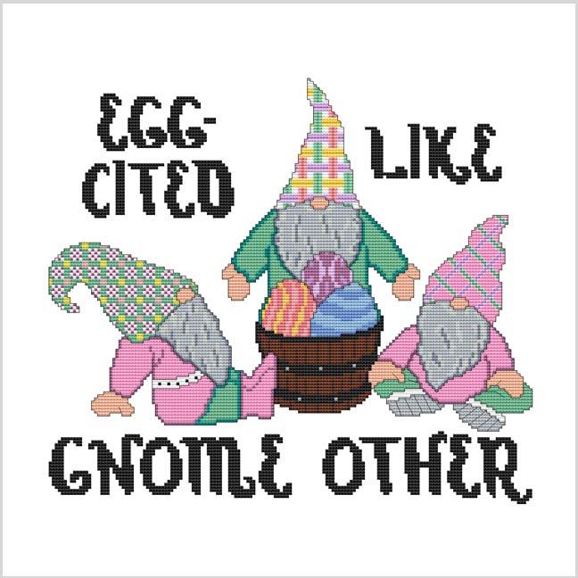 Happy Easter Gnome Greetings - Cross Stitch Pattern