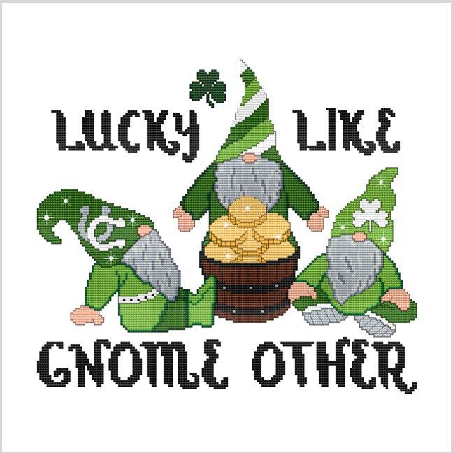Happy St. Patrick's Day Lucky Gnome - Cross Stitch Pattern